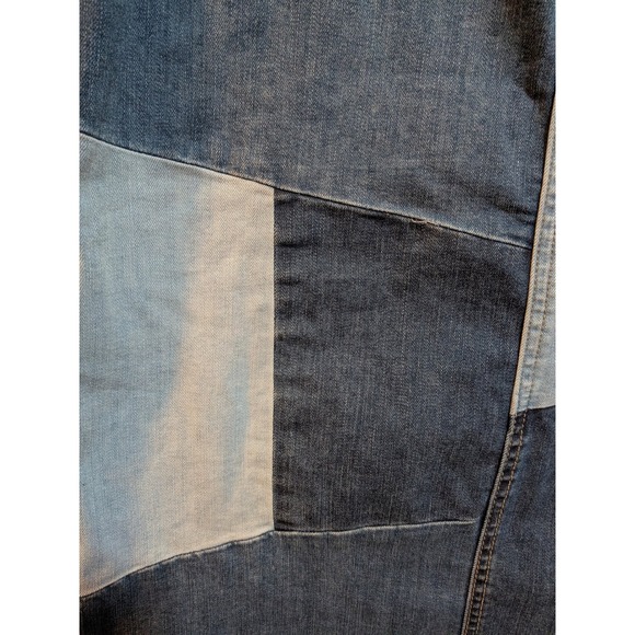 Boho Western Cottage Cowgirl Rodeo Denim Patchwork Skirt Blue Wash 10‎ Skirt - Picture 5 of 11